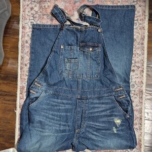 MOSSIMO SUPPLY CO. Distressed Denim Overalls Ladies Size Medium